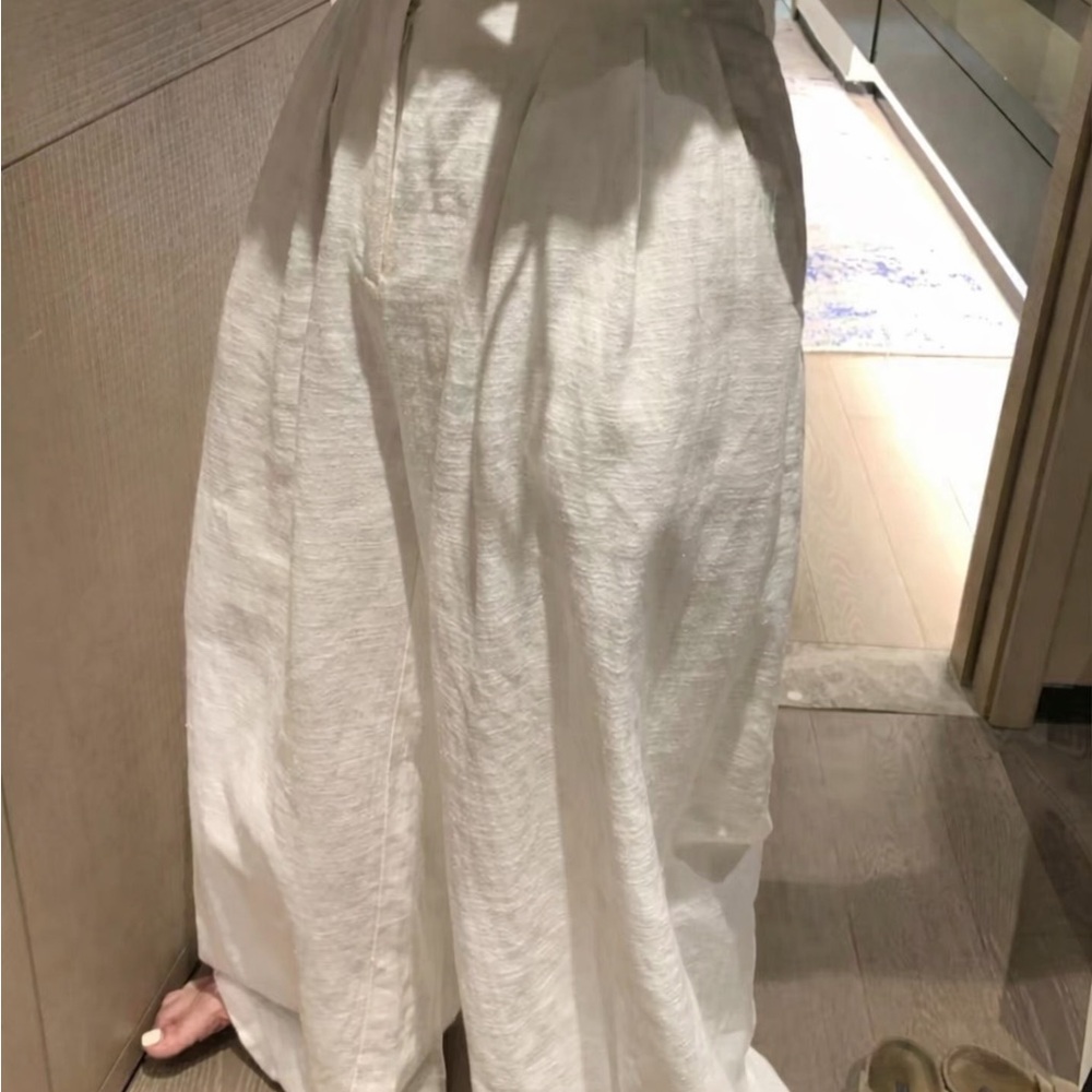 White Linen Wide-Leg Pants / NWT/ white Size M